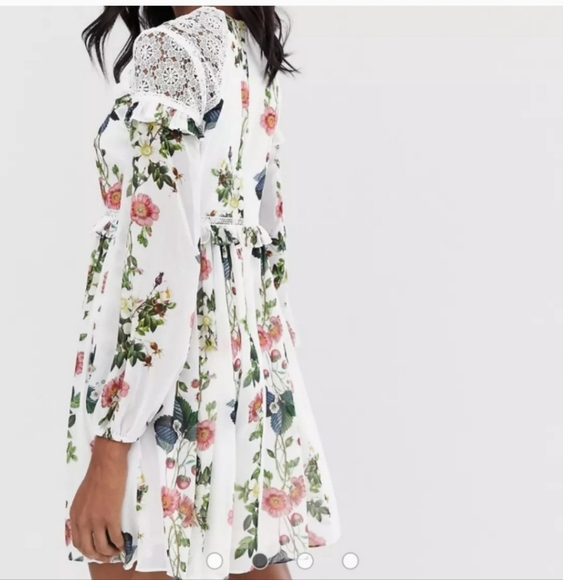 Ted Baker White Floral Maryam Oracle Dress Sz 3 M - Picture 2 of 2